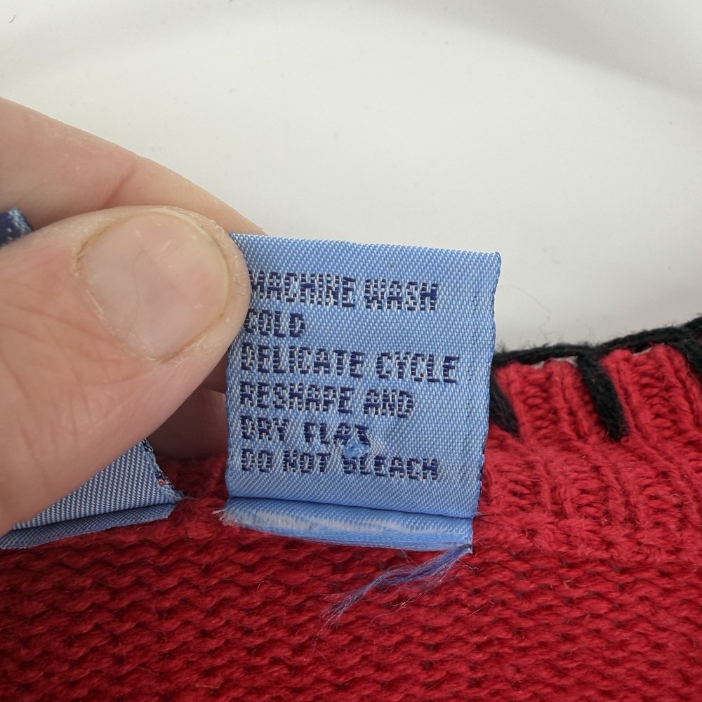 Beyond Blue VTG 90s Women's Sz L Southwestern Aztec Cardigan Sweater Red Cotton - Picture 10 of 11